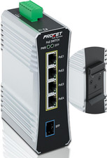 PROCET Gigabit PoE Switch 4-Port Din Rail, 90W/Port, Industrial PoE++ Fiber *NEW picture