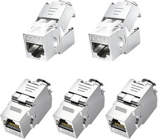 Cat7 Cat6A Shielded Keystone Jack 5-Pack, Toolless Modular, 10G picture
