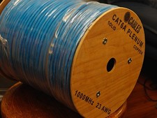 CAT6A Plenum Pure Copper 1000Mhz 500ft 23 AWG UTP Bulk Ethernet Cable Blue picture