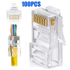 100pcs CAT6 CAT5 RJ45 Pass Through Modular Plug Network Cable Connector End 8P8C picture