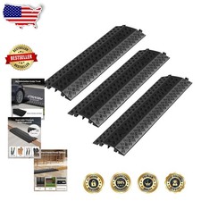 Heavy Duty Cable Cover 3pk 17500lb Capacity Dual Channel Floor Cord Protector picture