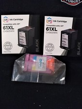 Lot of 2 LD 61XL CH563WN Black Ink Cartridge 4 HP Printer + 1 LD 61XL CH564 NEW picture