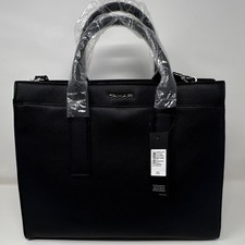 Tahari Tote Bag Tate Large Satchel Black Pebbled Faux Leather Shoulder Bag NWT picture