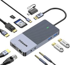 Gray - QGeeM USB 3.0 Docking Station, QGeeM USB C Hub with Dual HDMI 4K picture