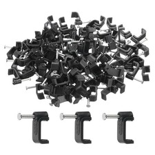 100 Pcs 12mm Cable Clips with Steel Nails Black Wire Clip picture
