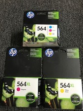 HP 664 Genuine 564 Tri Color, 2x 564xl(magenta And Yellow) Expiation 2016-2018 picture