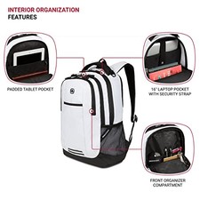 SWISSGEAR CECIL 5505 LAPTOP BACKPACK, FITS 16 INCH LAPTOP - WHITE TARPAULIN picture