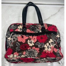 Vera Bradley Night and Day Rose Quilted Laptop Travel Bag Floral Pink Black picture