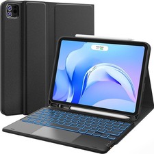 CHESONA iPad Air 11 M4 M3 M2 Keyboard Case Trackpad Backlit Folio, Black picture