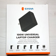 Einova 100W USB-C GaN Universal Laptop Power Adapter Charger w Tips, Black picture