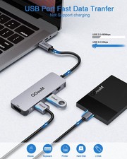 GRAY - QGEEM USB C HUB, QGEEM 4-IN-1 USB C TO HDMI ADAPTER WITH 4K@30HZ,100W picture