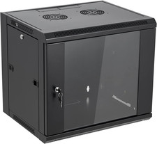 9U Wall Mount Server Cabinet Network Rack Enclosure Locking Glass Door picture