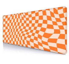 SXCKANG Orange Checkered Desk Pad, Boho 31.5 x 11.8 inches,  picture