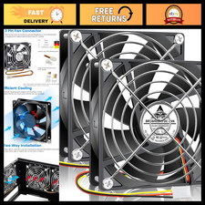 92mm x 25mm 12V PC Case Fan 3 Pin DC Brushless Cooling Fans - 2 Pack for Gaming picture