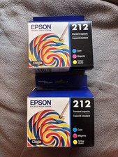 Two Epson 212 Standard Ink Cartridge Cyan Magenta Yellow Exp 07/2025 and 08/2025 picture