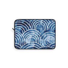 Blue Abstract Circles Laptop Sleeve, Stylish Computer Case, Tech Accessory Gift picture
