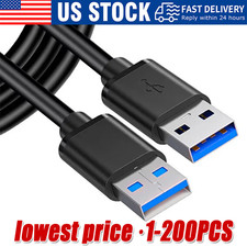 USB 3.0 A Male to A Cable Lot Data Transfer Super Speed Power Charger Metal 3FT picture