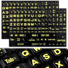 2 Pcs English Large Lettering Big Bright Yellow Keyboard Stickers Laptop Univers picture