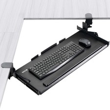 VIVO Premium Height Adjustable Clamp-on Tilting Computer Keyboard and Mouse Tray picture