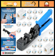90° Speed Termination Tool & 20-Pack RJ45 Cat6 Keystone Jacks - Slim Profile Whi picture
