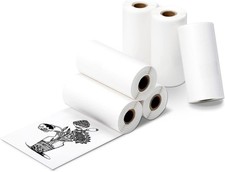 6 Roll Mini Sticker Printer Paper 57mm x 30mm - Biodegradable & Durable picture