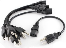 5 Pack 1ft Black 3 Prong NEMA 5 15P to IEC C13 Power Cords for PC Devices picture