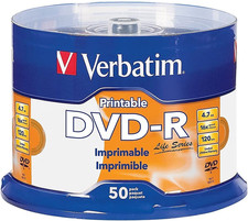Verbatim Life Series DVD-R Printable Disc Spindle, Pack of 50 98472 New picture