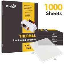 KOALA 1000 PK Bulk Thermal Laminating Pouch 9x11.5 Clear Hot Laminate Sheet 3Mil picture