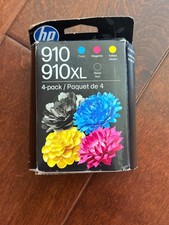 New HP 910 910XL Ink Cartridges 4-Pack Black Cyan Magenta Yellow EXP 10/2027 picture