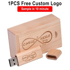 64GB USB 2.0 Flash Drive with Wooden Gift Box Free Logo Real Capacity Guaranteed picture