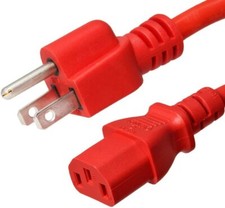 10FT NEMA 5-15P - C13 Red Power Cord 18AWG 10A/1250W 125V 3-Prong 3M picture
