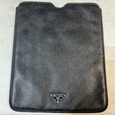 PRADA Authentic Black Leather IPad Tablet Case Sleeve Lightly Padded picture