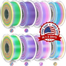 Paquete de filamentos para impresora 3D PLA Rainbow, 4 rollos PLA+ Silk NUEVO US picture