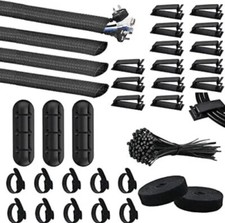 SOULWIT 134Pcs Cable Management Kit, 4 Cable Tubing Sleeve, 3 Silicone Cable Hol picture