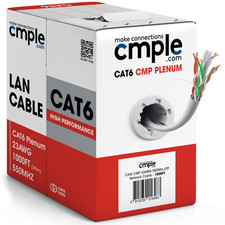 Cat6 CMP Plenum Solid UTP Ethernet Cable 1000ft 23AWG Bulk Network White picture