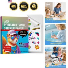 105 Sheets  Printable Vinyl Sticker Paper for Inkjet Printer Cricut,included ... picture