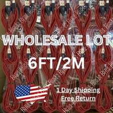 Bulk Lot Braided USB Cable 6FT For iPhone 14 13 12 11 XR 8 7 6 Fast Charge Cord picture