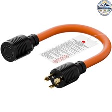 NEMA L5-30P to L14-30R Adapter Cable 1.5 ft 10 AWG 30A 125V Black picture