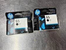 Lot 2x HP 65 (N9K02AN) Black Noir Ink Cartridge, NEW, SEALED, EXP: 2026 &2027 picture