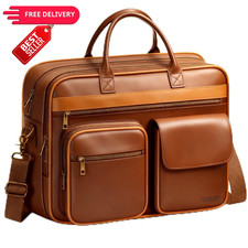 Ytonet PU Leather Messenger Bag for Men, 15.6 inch, in - Pu Brown picture