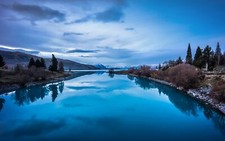 Landscape nature reflection lake sky cyan mountains calm Custom Gaming Mat Desk picture