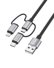 Onten 3in1 Aluminum USB A to C + M + L Charging Data Cable (3ft) (60W) picture