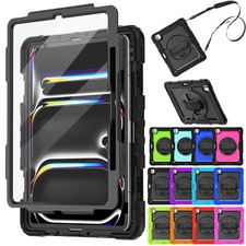 For iPad A16 11th/10th 2025 Gen Heavy Duty Full Body Case Stand Cover with Strap picture