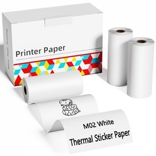 3 Rolls Sticker Self-Adhesive White Thermal Paper for Phomemo M02 M03 M04S M04AS picture