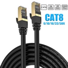 High Speed 6-50ft CAT 8 Ethernet RJ45 Cable 40Gbps LAN Patch Network Gold Plated picture