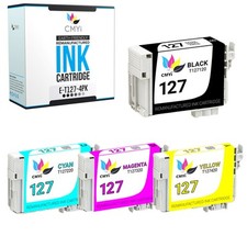 CMYi 4-Pack Replacement 127 Ink Cartridges for Epson Workforce WF-3520 WF-3530 picture