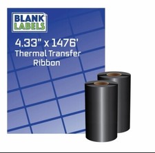 4.33 x 1476 Thermal Transfer Ribbon 110x450 Wax 12 rolls Compatible with Zebra picture