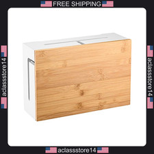 Bamboo cable management box 12x7.8x4.3 inches with magnetic lid for home office picture
