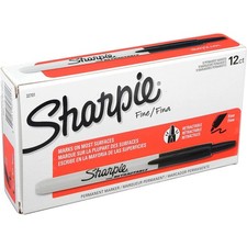 Retractable Permanent Marker Fine Point Black Ink Lot of 12 picture