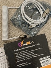 Custom Keyboard Cable 🔥 Coiled USB-C Aviator Cable | White & Black picture